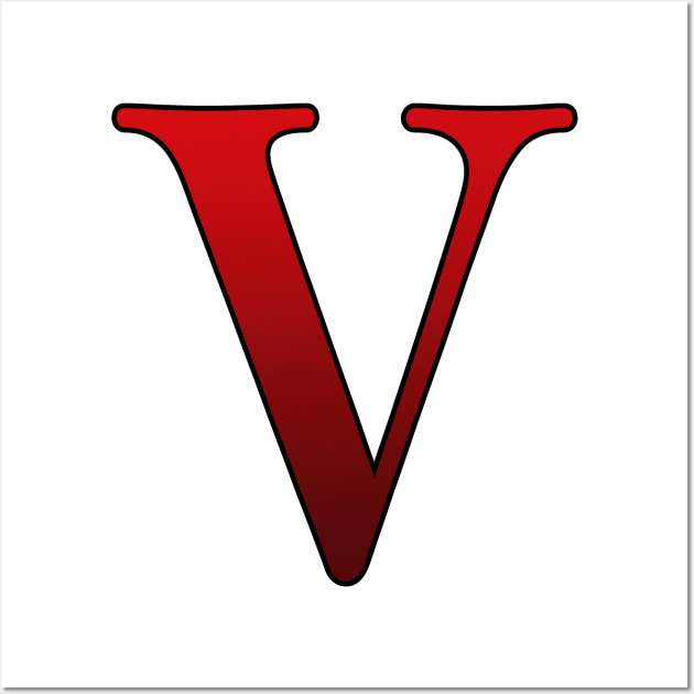 Red Roman Numeral 5 V Wall Art by Numerica